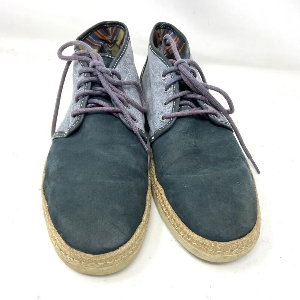 UGG Cantrell Blue Suede Canvas Chukka Lace Up Ankle Boots Shoes